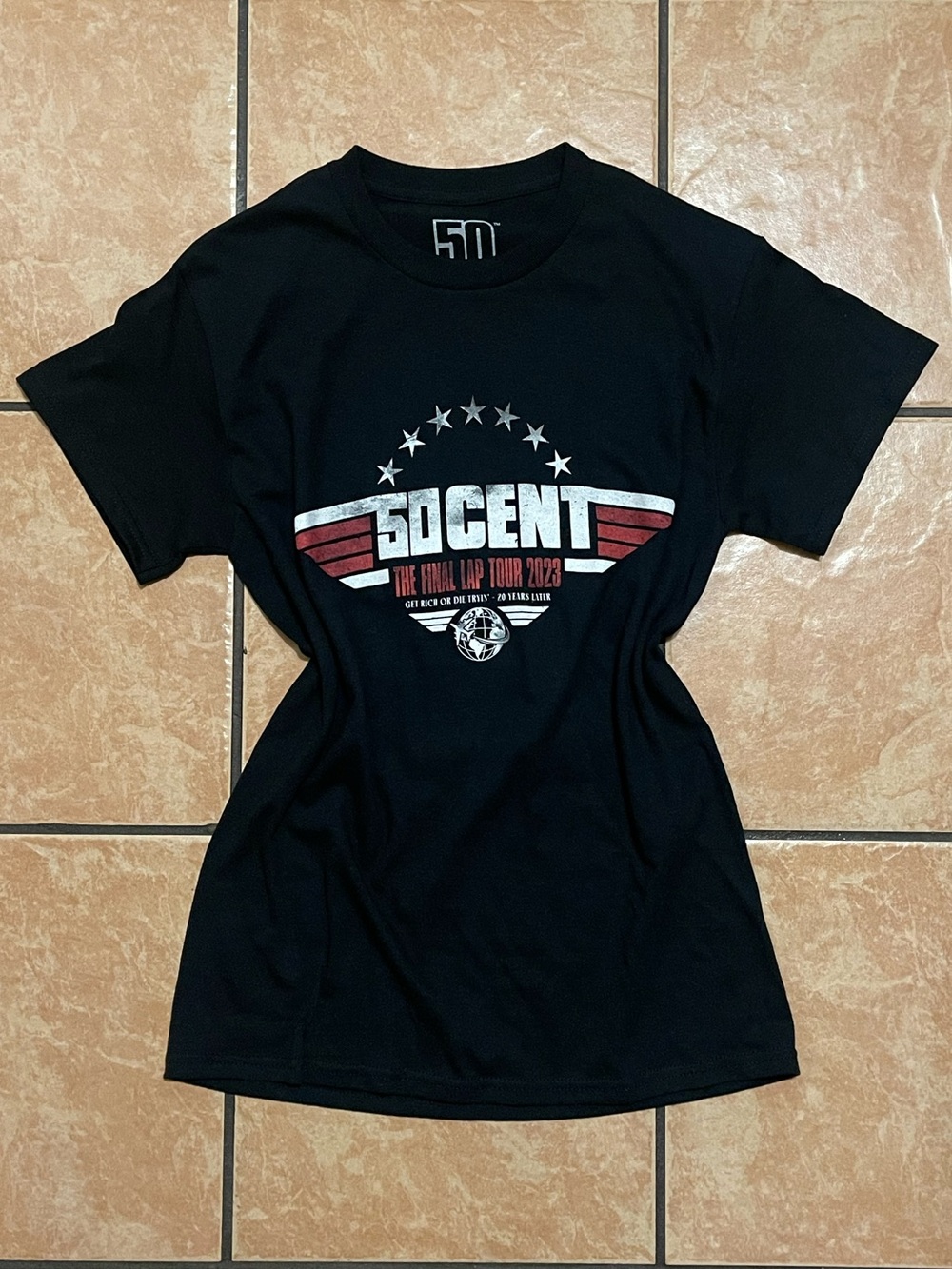Brand new 50 Cent The Final Lap Tour 2023 Graphic Tee - Black & Red